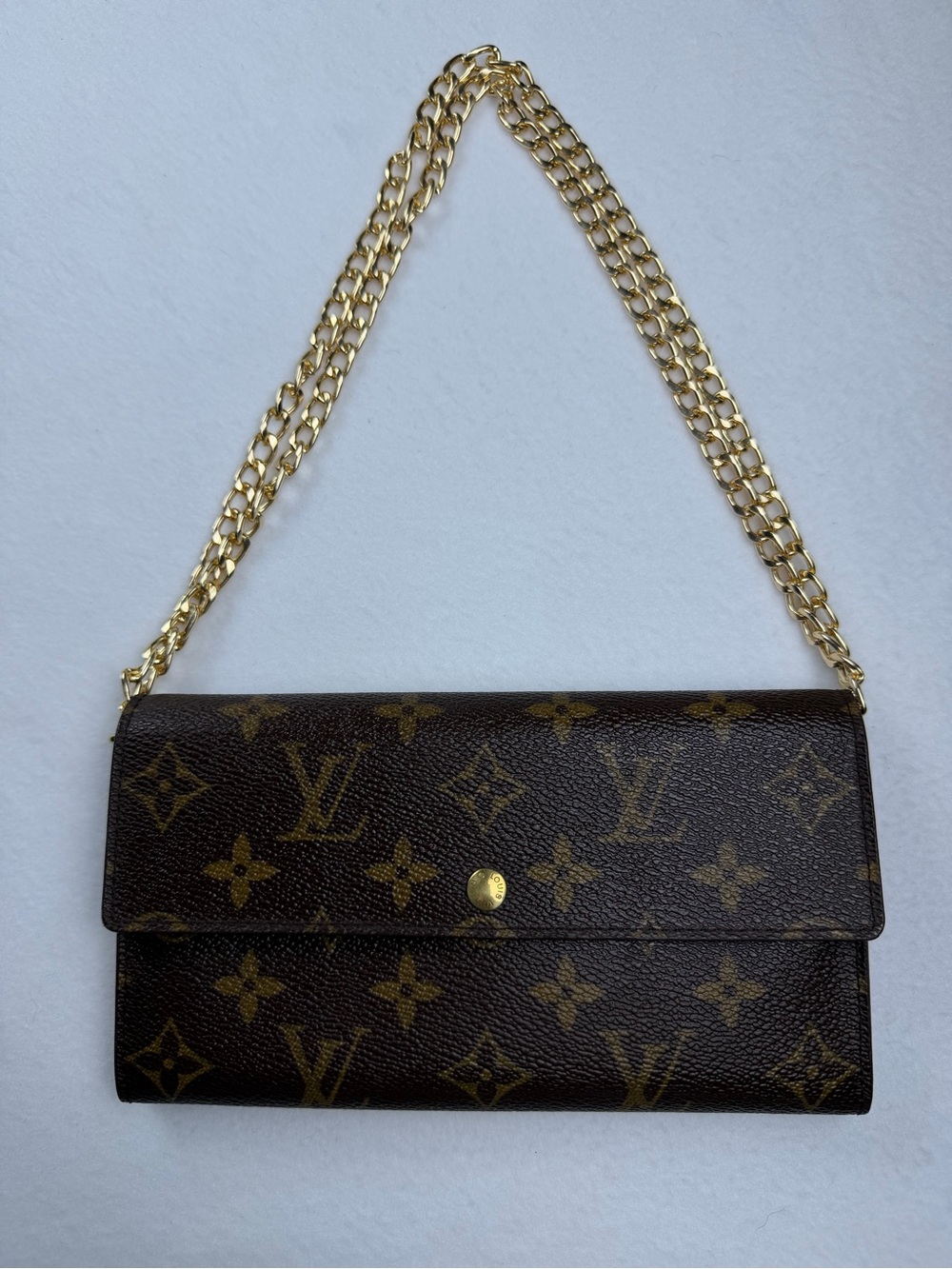 Authentic Louis Vuitton Monogram Sarah Wallet with Box Dust bag, Unbranded Chain - Picture 13 of 15